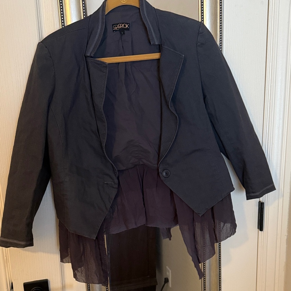LaRok Black Blazer with Sheer Hem